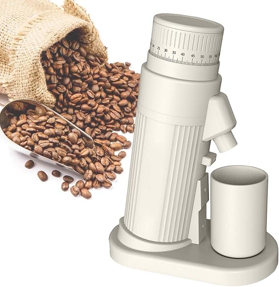 Plasma Electric Coffee Grinder 96W - Single Dose Hopper 30g, 55mm Cone Burr, 0~100 Settings for Espresso/Drip/French Press/Cold Brew - Aluminum Housing,White