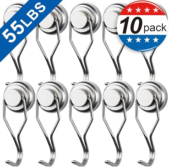 MIKEDE Strong Magnetic Hooks 15Pack Bundle with 60 LBS Utility Hooks Swivel Swing