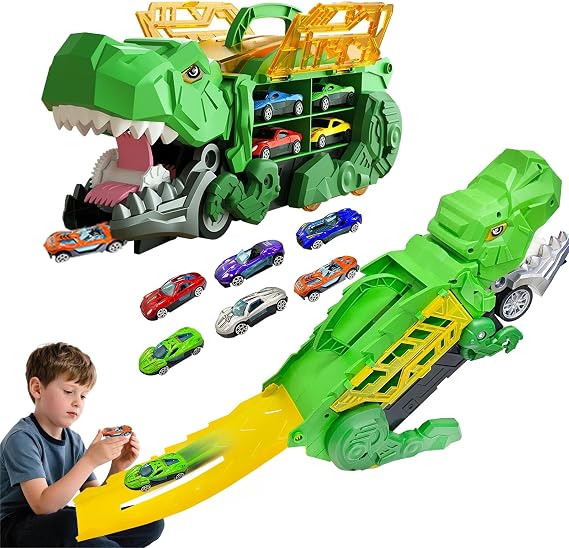 Dinosaur Transporter Truck Toys for 3 4 5 6 7 8 Year Old Kids
