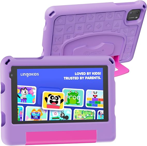 Contixo A7 Kids Tablet with 14 Apps, Lingokids & Epic, 7" HD Screen, Android 15, Parental Controls, WiFi, 3+32GB Storage, al Tablet for Kids Ages 3-12, Boys & Girls Gift, Purple