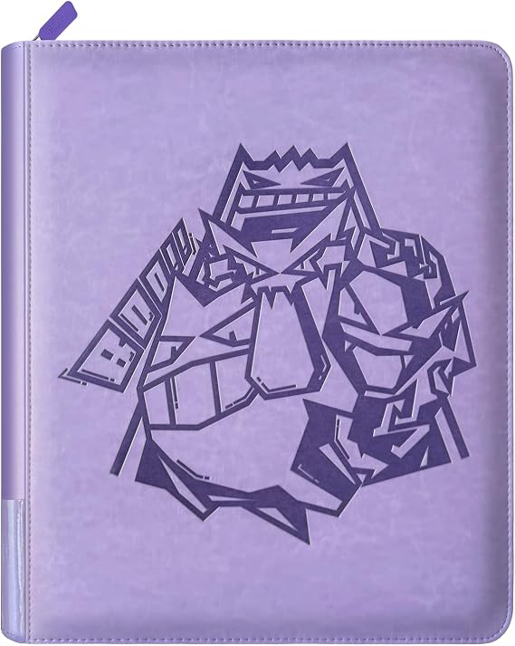 Toploader Binder, Oversized 9 Pocket 252 Top loaders Holder with Customizable Label Slot and Side-Loading Sleeves for Trading Cards in 3" x 4" Toploader (Purple)