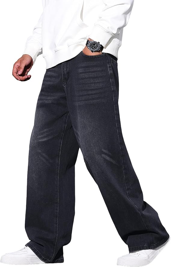 Men's Baggy Jeans Y2K Vintage Wide Leg Denim Pants Trousers