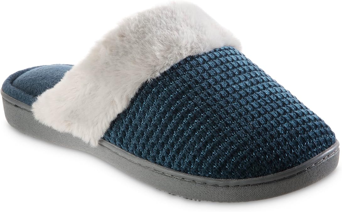 isotoner Womens Striped Chenille Ann Clog Slippers