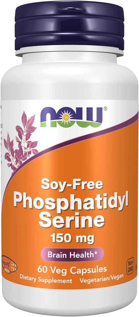 NOW Foods Supplements, Soy-Free Phosphatidyl Serine (150mg), Brain Health*, 60 Veg Capsules