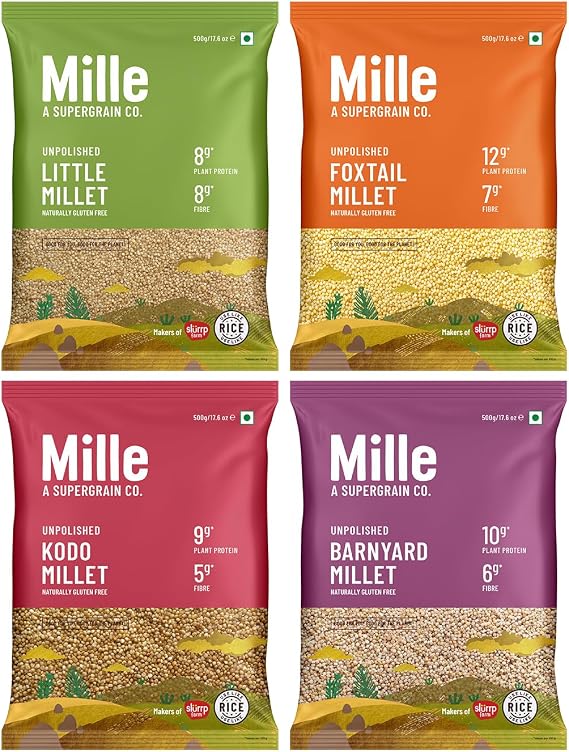 Millé Mille Grains Combo, Foxtail Little Kodo Banyard Millet, 2kg
