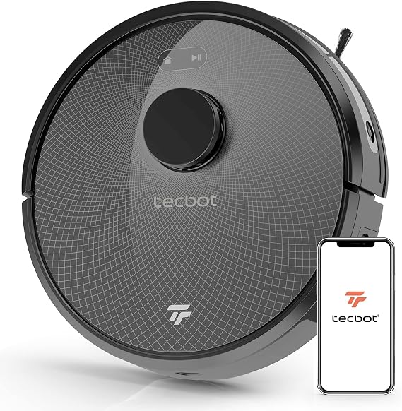 TECBOT Robot Vacuum Cleaner with Lidar Navigation, 3000Pa Strong Suction Power, Wi-Fi Connection, Works with Alexa, Very Suitable for Pet Hair, Hard Floors and Carpets, Ideal for Household Cleaning
