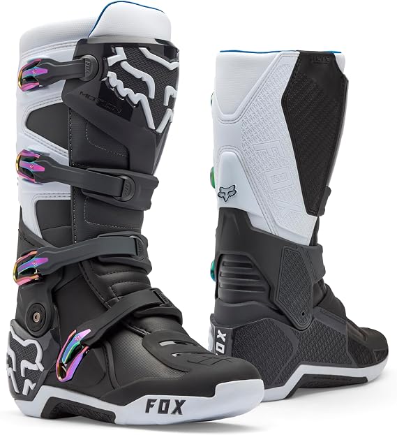 Fox Racing Men's Motion Motocross Dirt Bike Boots, Black/Grey/White, 5 