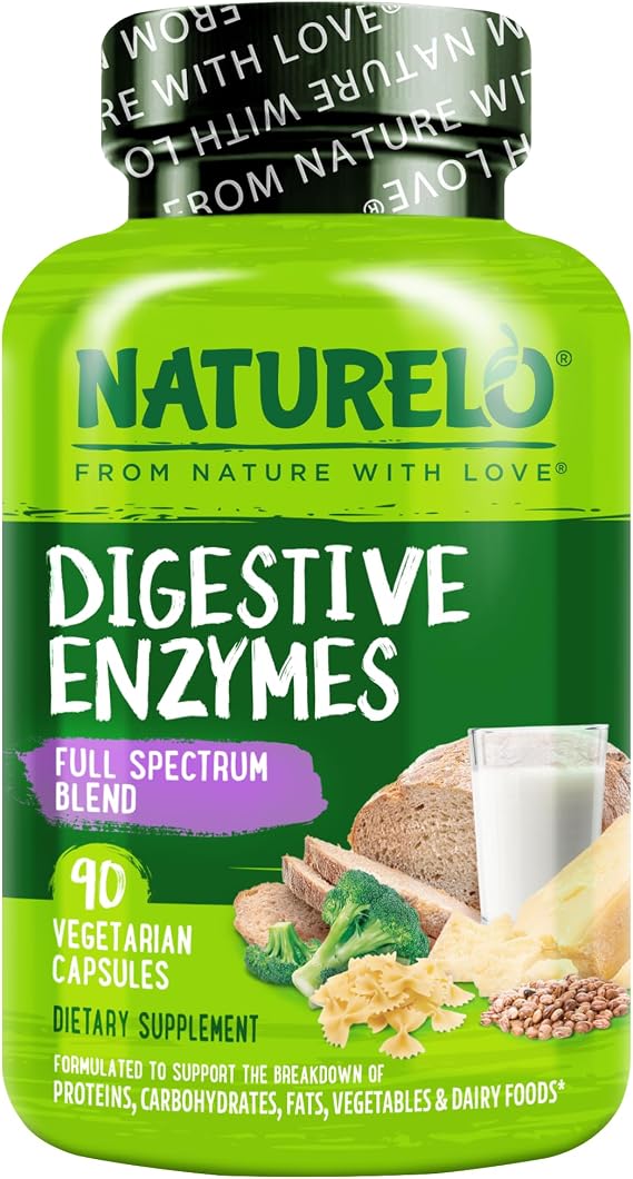 NATURELO Digestive Enzymes with Ginger, 90 Vegan Capsules