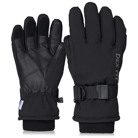 DEX FIT Coldproof Warm Winter Gloves WG201, Waterproof, Double Thermal Finger Protection for Cold Weather Outdoor Work, PU Leather Palm Firm Grip, Touchscreen Compatible, Washable; Black 8 (M) 1 Pair