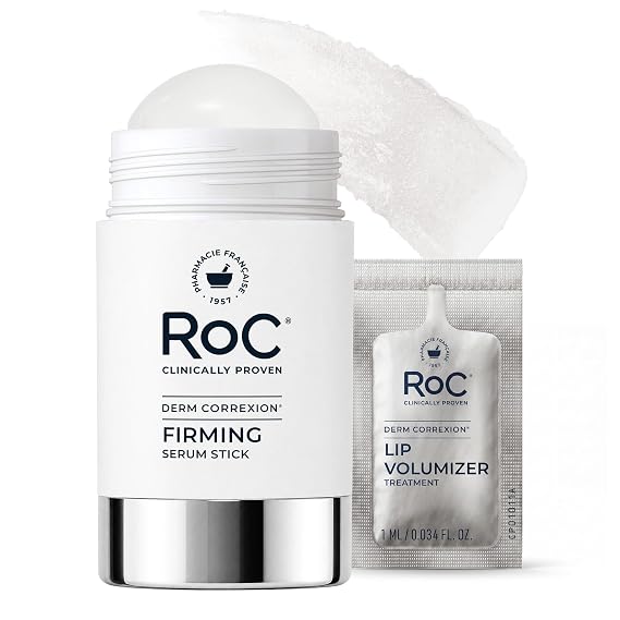 RoC Derm Correxion Retinol Serum for Face Anti Aging Firming Serum Stick | 1oz, Antioxidants visibly tighten and firm wrinkles and laugh lines on face & neck, Fragrance-Free (with Lip Packette)