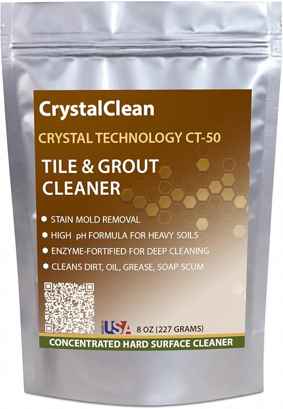CoverTec CrystalClean CT-50 Tile Grout, Hard Surface Powerful Mold, Mildew, Grease, Oil, Stain Remover | Concentrated Cleaner, High pH, Citrus Fragrance 8oz, Prof Grade