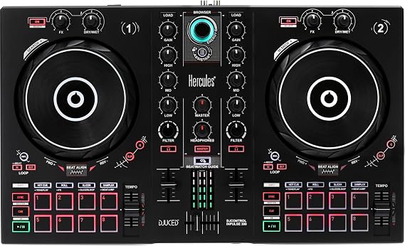 Hercules DJ Control Inpulse 300 | 2 Channel USB Controller, with Beatmatch Guide, DJ Academy  DJ Software DJUCED Included