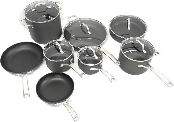 Calphalon Classic Nonstick Hard-Anodized 14-Piece Cookware Set, Grey