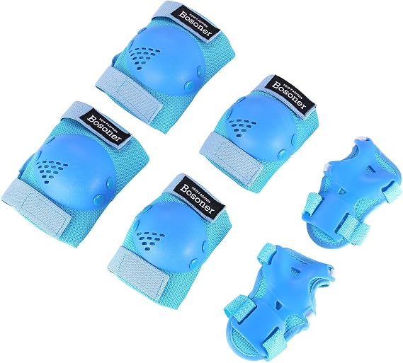 BOSONER Kids/Youth Knee Pads Elbow Pads Wrist Guards Set for 3-15 Years, Child Protective Gear Set for Roller Skates, Cycling, BMX Bike, Skateboard, Inline Skating, Scooter Riding Sports...