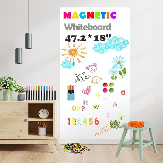 Magnetic Whiteboard Contact Paper,47.2"x18" Magnetic Dry Erase Board Sheet