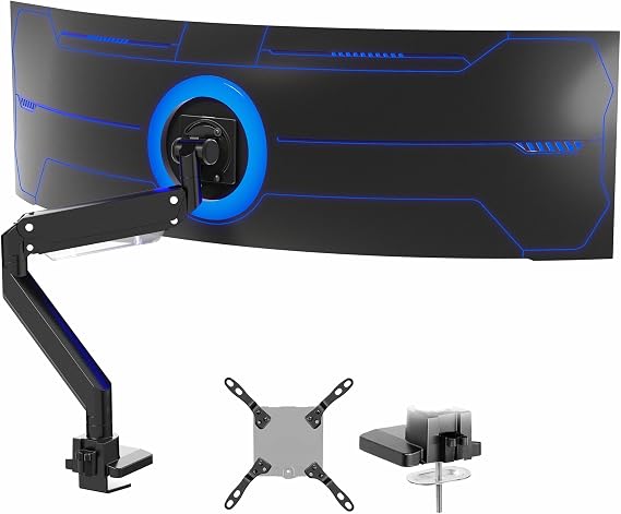 VIVO Heavy Duty Ultrawide Monitor Arm for 57 inch Screens up to 59.4 lbs, Desk Mount TV and Monitor Stand Designed for Samsung Odyssey Ark, Neo G9, ViewFinity S9, and More, Black, STAND-GT55