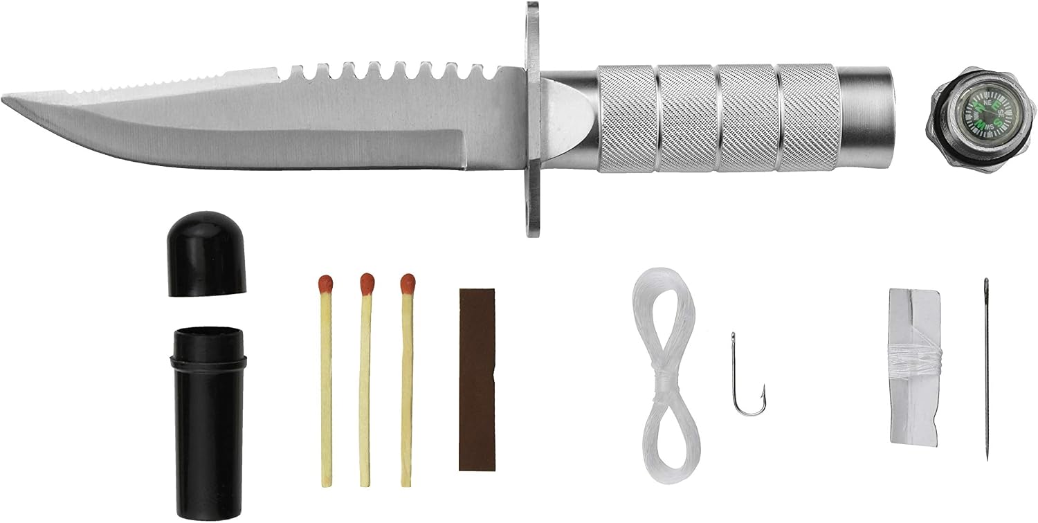 SE 8 Survival Knife with a Compass and Survival Kit in a Nylon Pouch - KFD1522