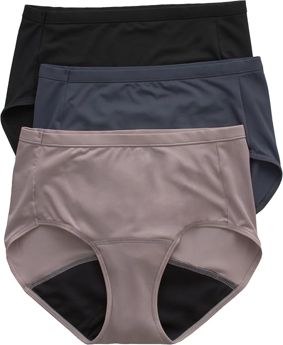 Hanes Women's Comfort, Period Underwear Pack, Light Leaks Period Panties, Light Protection Underwear, 3-Pack