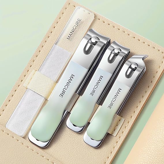 4 Pcs Manicure Set Stainless Steel Nail Clippers, Beauty Tool Portable Set Professional Grooming Kits, Travel Nail Kit for Men and Women (Color G)