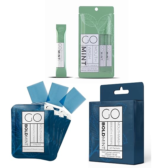 5pc Go Mouthwash Smooth Mint + 40pc Bold Mint Breath Mints