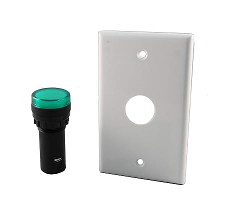LED 22mm Indicator Light with Wall Plate, 120VAC Green