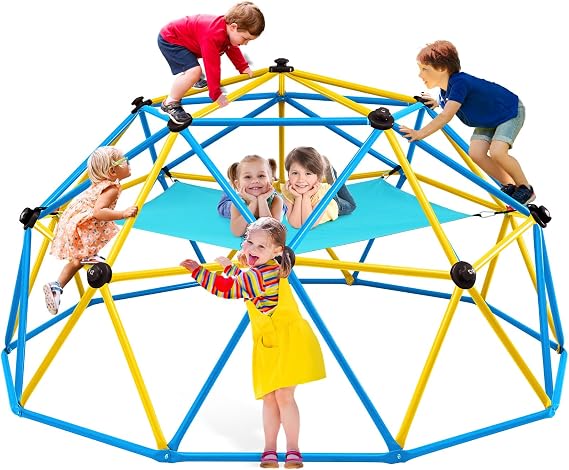 Zupapa Climbing Dome with Hammock, Supports up to 1200lbs Jungle Gym,10FT Dome Climber with Hammock for Kids 3 to 10 Outdoor Play Equipment