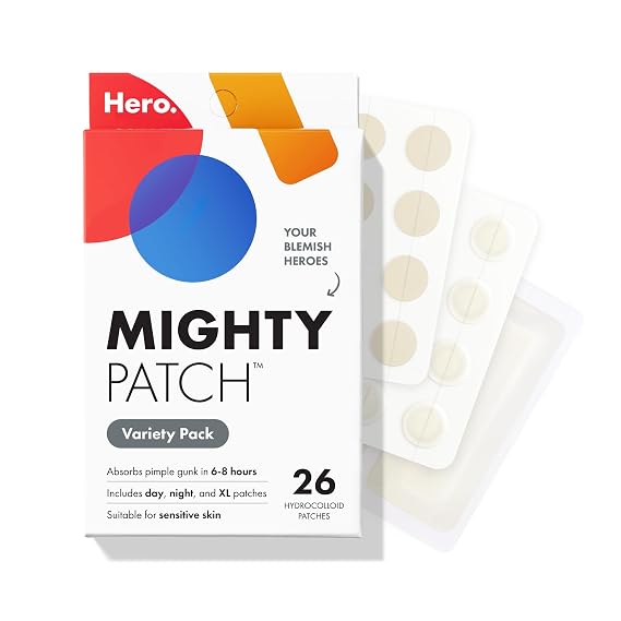 Mighty Patch Hero Cosmetics Variety Pack of Acne Pimple Patches, 26 Ct