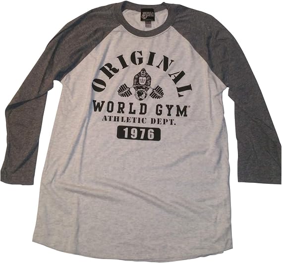 World Gym Muscle Shirt Long Sleeve Sports Athletic Dept. Charcoal