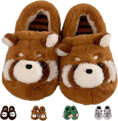 Jfxgjuv Sloth Slippers, Frog Slippers for Women Men Cute Fluffy Animal Slipper, Funny Fuzzy Slides Soft Comfy Memory Foam Indoor Outdoor House Shoes