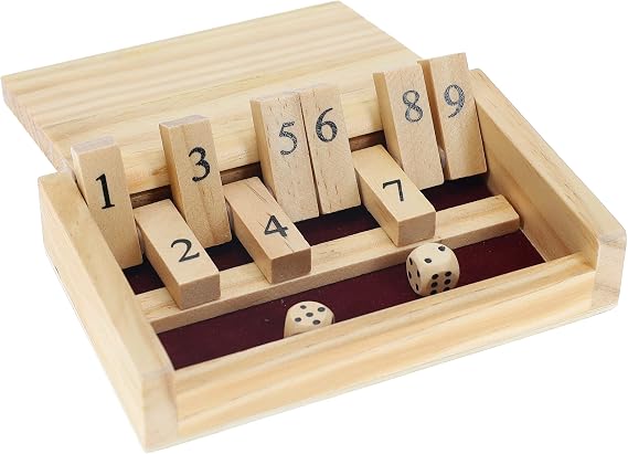 WE Games Mini Shut The Box Game Wooden - 5.5 inches, 9 Number Flip Tiles, Travel Size, Travel Games, Birthday Gifts, Math Games, Home Decor, Living Room Decor, Table Decor