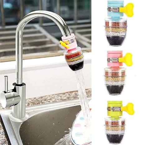 3 Pack Activated Carbon Faucet Water Filters Universal Interface Home Kitchen Faucet Tap Water Clean Purifier Filter Cartridge Six Layer Water Filter, SE