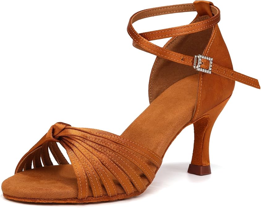 Women's Latin Dance Shoes Satin Open Toe Dance Heels Ballroom Salsa Bachata Tango Practice Party Practice Performance Dancing Shoes