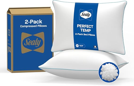 Sealy Cotton Temp Balancing Bed Pillow Standard/Queen 2 Pack