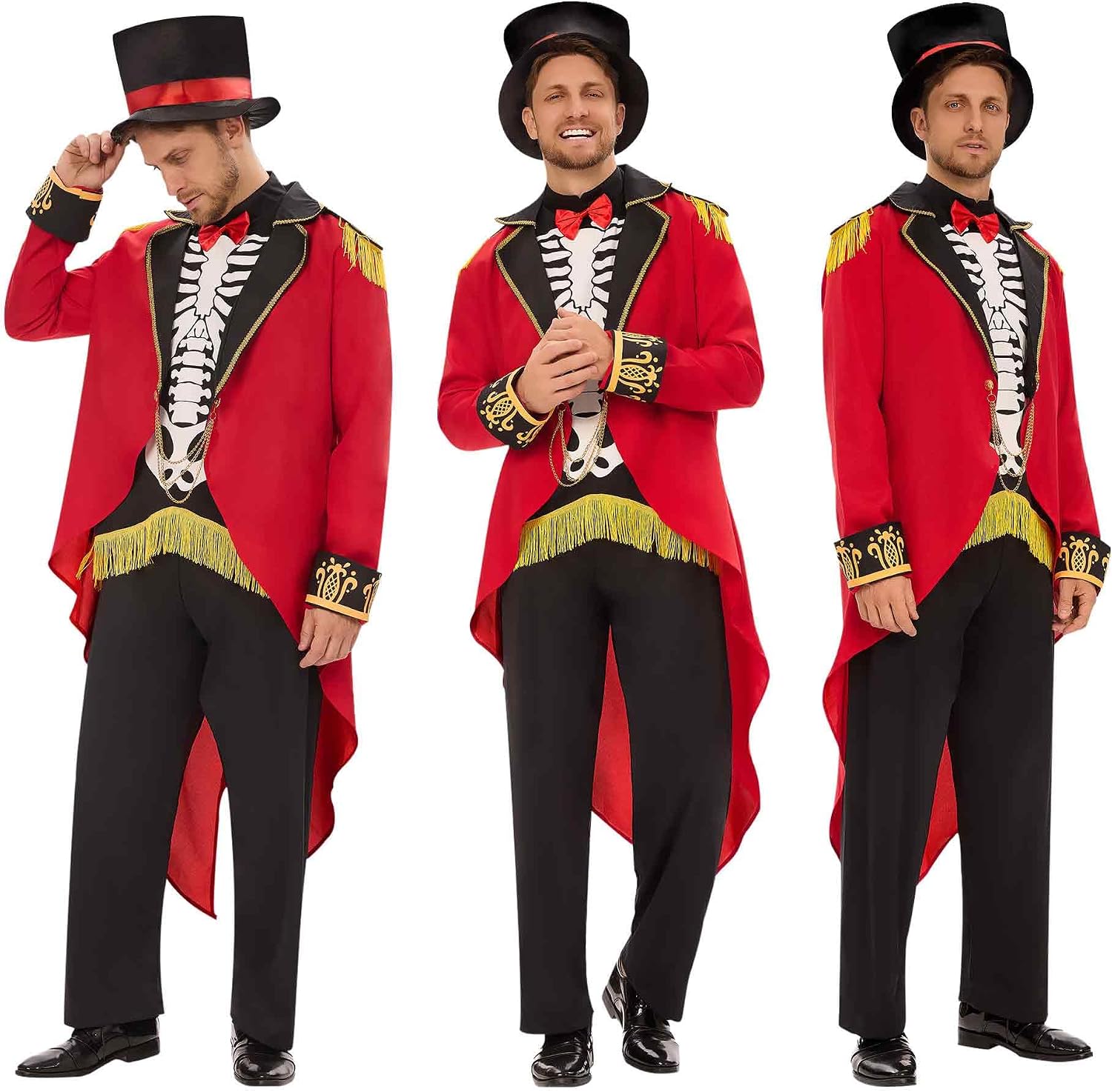 Ringmaster Costume Men, Ring Master Costume Mens with Hat Funny Halloween Costumes for Men Dress up