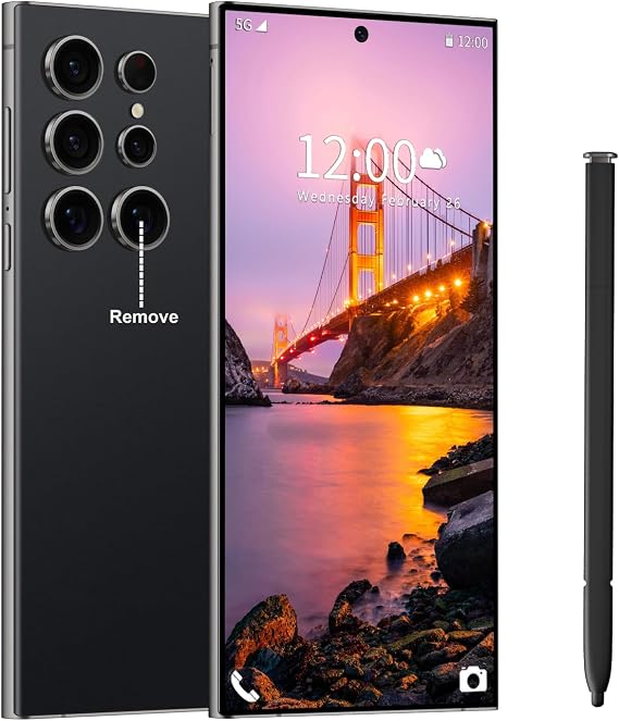 I24 Ultra Unlocked Phone,Built in Pen The Phone,Smartphone Battery 6800mAh 6.8" HD Screen,Android 14 16+512GB with 128GB Memory Card Cell Phone,5G/Face ID/Fingerprint Lock/GPS (Black, 16+512GB)