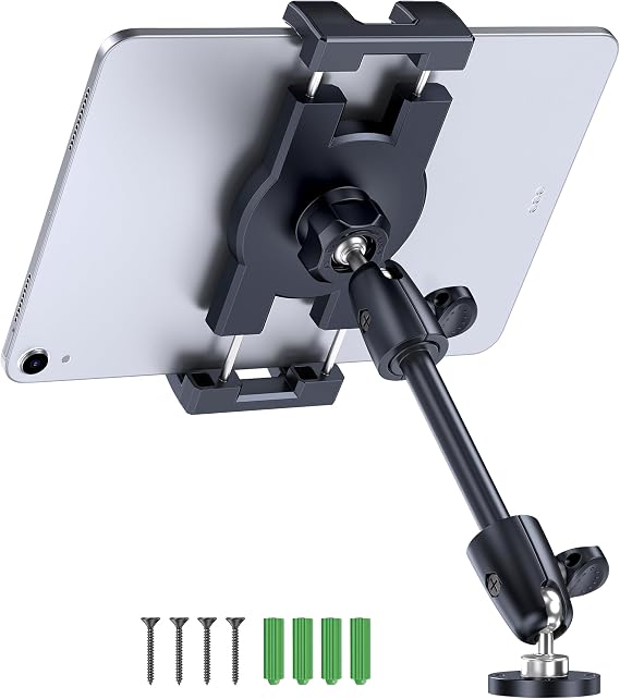 CreaDream Aluminum Tablet Mount for Truck, Tablet Holder for Car, Angle Adjustable with Drill Base, iPad Car Holder for Dashboard, Wall, Boat, Vehicle, Compatible with 4.7"-13" Tablets, iPads, Phones