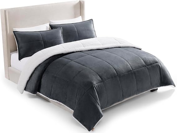 UGG Blissful Comforter Set with 2 Pillow Shams, Warm Winter Bedding, Fluffy Reversible Down Alternative Bedding, King/California King Size Comforter Set, Imperial Blue
