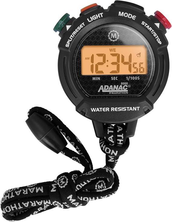 Marathon Adanac 8000 Professional Digital Stopwatch with Touch Feedback, Black