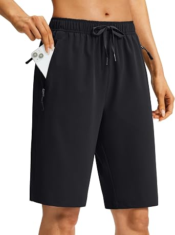 Viodia Women's 9''/11'' Hiking Shorts Long Bermuda Lightweight Shorts Quick Dry Athletic Golf Shorts with 3 Zipper Pockets