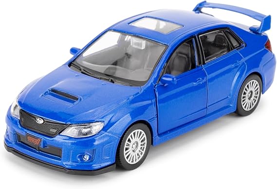 RMZ City Die-cast Alloy Model Car with Pullback Function, 1/36 Scale Subaru WRX STI2010 Toy Car, Model Toys for Collecting and Decorating, Car Gift for Boys and Girls (Blue)