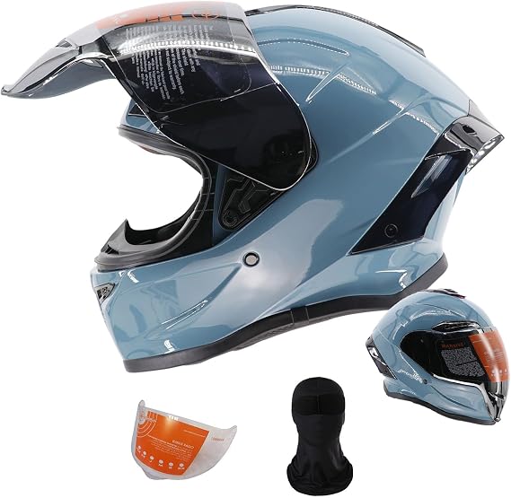 Motorcycle Helmets DOT Approved Full Face Motorcycle Helmet with Sun Visor 2 piece for Adults Men Womenfor Street Scooter