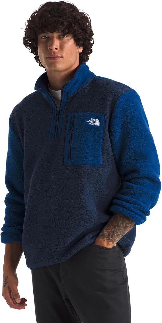 THE NORTH FACE Men's Yumiori Quarter Zip Jacket | Lightweight Fleece Coat With Embroidered Logo, Secure Zip Chest Pocket