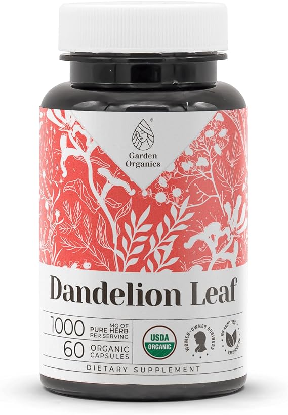 Dandelion Leaf USDA Organic 60 Capsules | Digestive System, High-Potency Supplement | Certified Organic Vegetarian Capsules and Organic Dandelion (Taraxacum Officinale) Dried Leaf (60 Capsules)