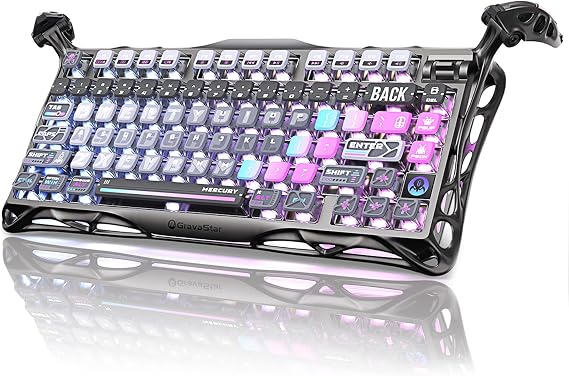 GravaStar Mercury K1 Pro RGB Kablosuz Mekanik Gaming Klavye, Alüminyum Çerçeveli, İngilizce Q, Special Edition, Cyberpunk