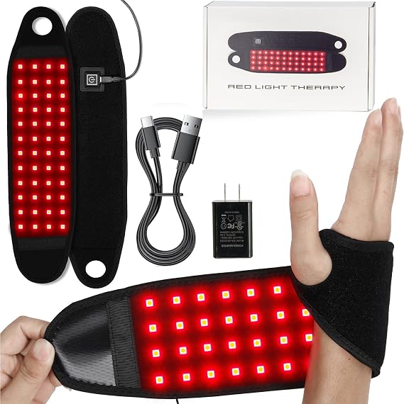 Red Light Therapy for Hand Wrist - Flexible Infrared Wristband Red Light Therawrap for Carpal Tunnel, 144 LED Near Infrared Hand Therapy Wist Brace & Soft Red Therapy Wrap for Stiffness Relief
