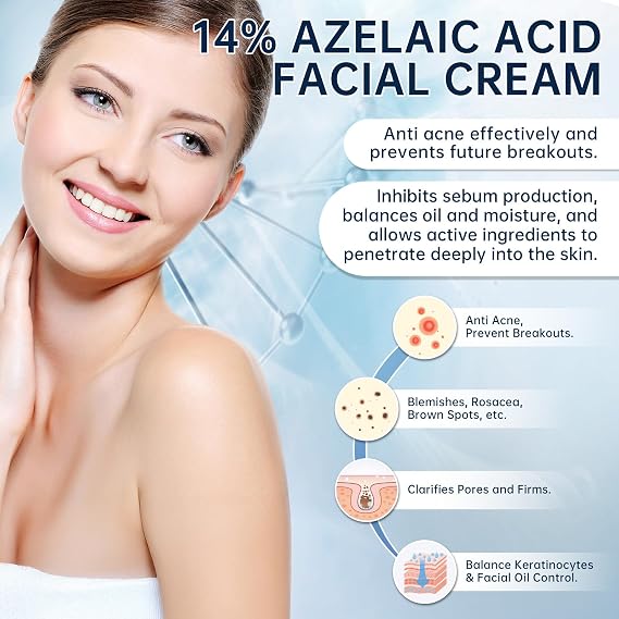 Azelaic Acid 14% Cream, Azelaic Acid Serum, Hyaluronic Acid & Squalane & Nicotinamide Serum Balances Excess Sebum