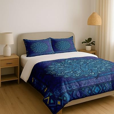YunTu Bohemia Duvet Cover Queen Size - 3 Pieces Bedding Set with 2 Pillow Shams & 1 Queen Duvet Covers - Soft, Lightweight Bedding 173cm229cm68.11inch90.15inch, Bohemian Flowers