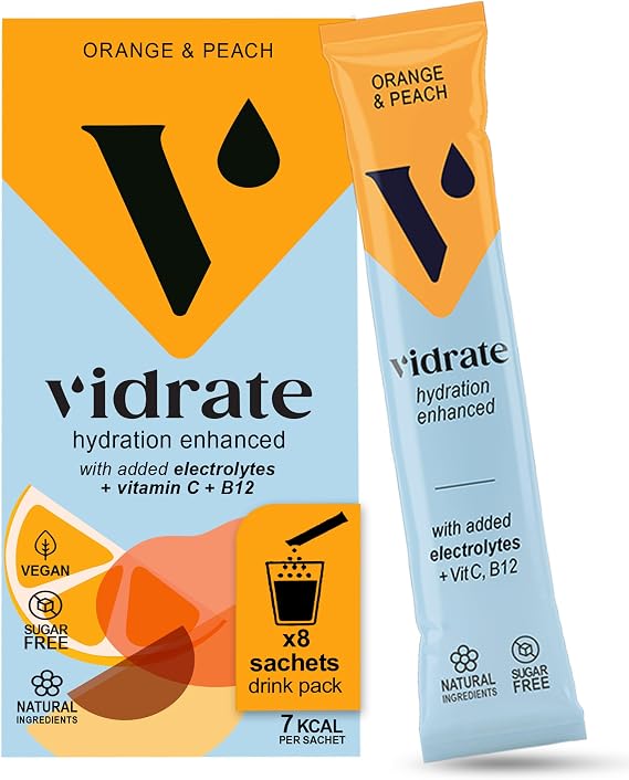 Vidrate Electrolytes Powder, Orange & Peach, 8 Sachets