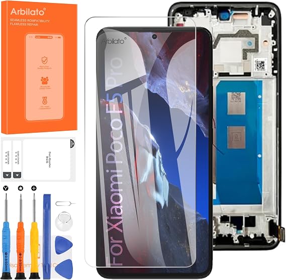 Incell Screen for Xiaomi Poco F5 PRO Screen Replacement for Xiaomi Poco F5 PRO LCD Screen 23013PC75G Touch Display Digitizer Assembly Repair Parts(Black with Frame)