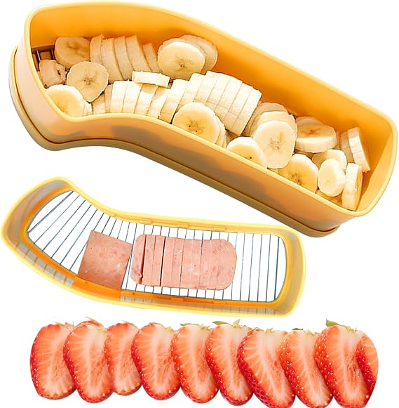 JAYVAR Extra Large Banana Slicer with 304 Stainless Steel Blade,Spam Slicer | Egg Cutter for Hard Boiled Eggs, Cheese Butter Cutter for Hot Dog Slicing, Multipurpose Strawberry Slicing Gadgets for Fruits
